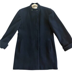 Vintage Jaeger Black Wool Coat 8 Made in Great Britain Minimalist